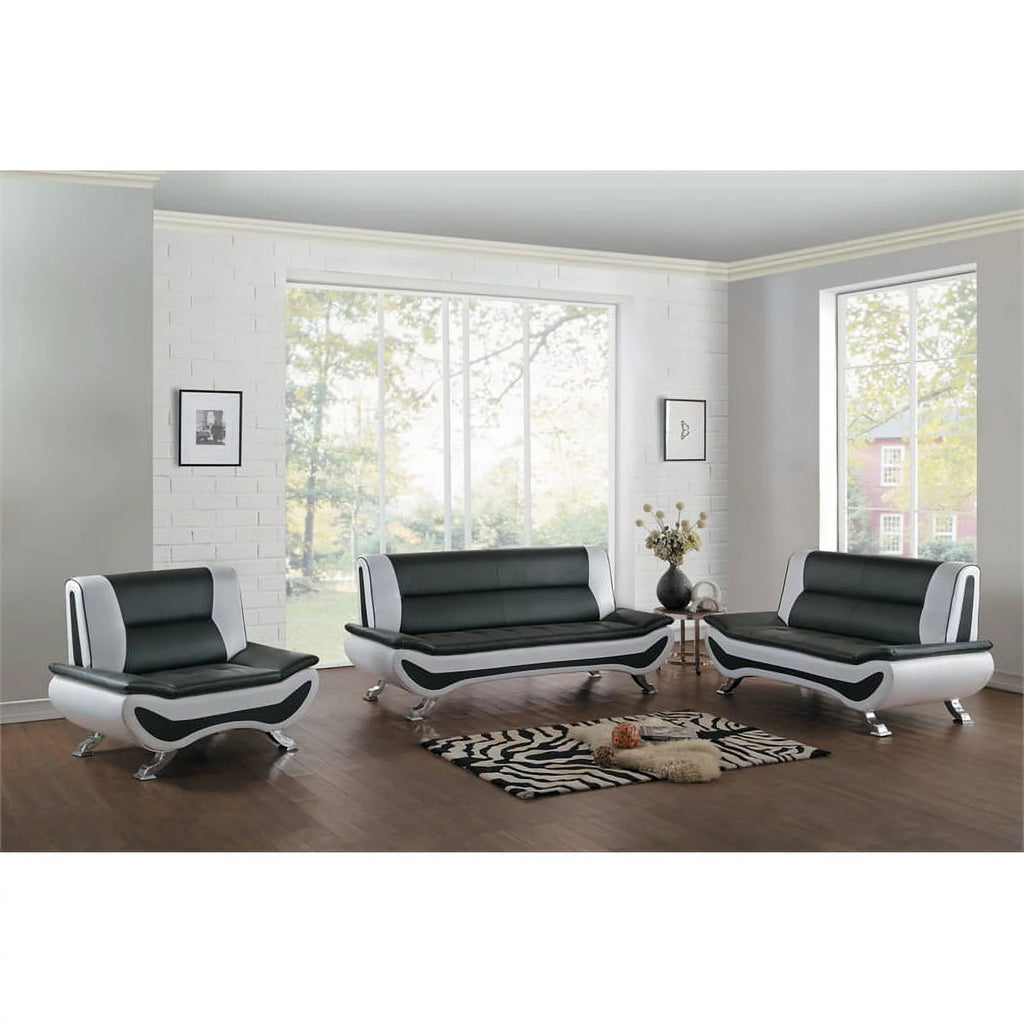 Faux Leather Sofa in Black and White X9733