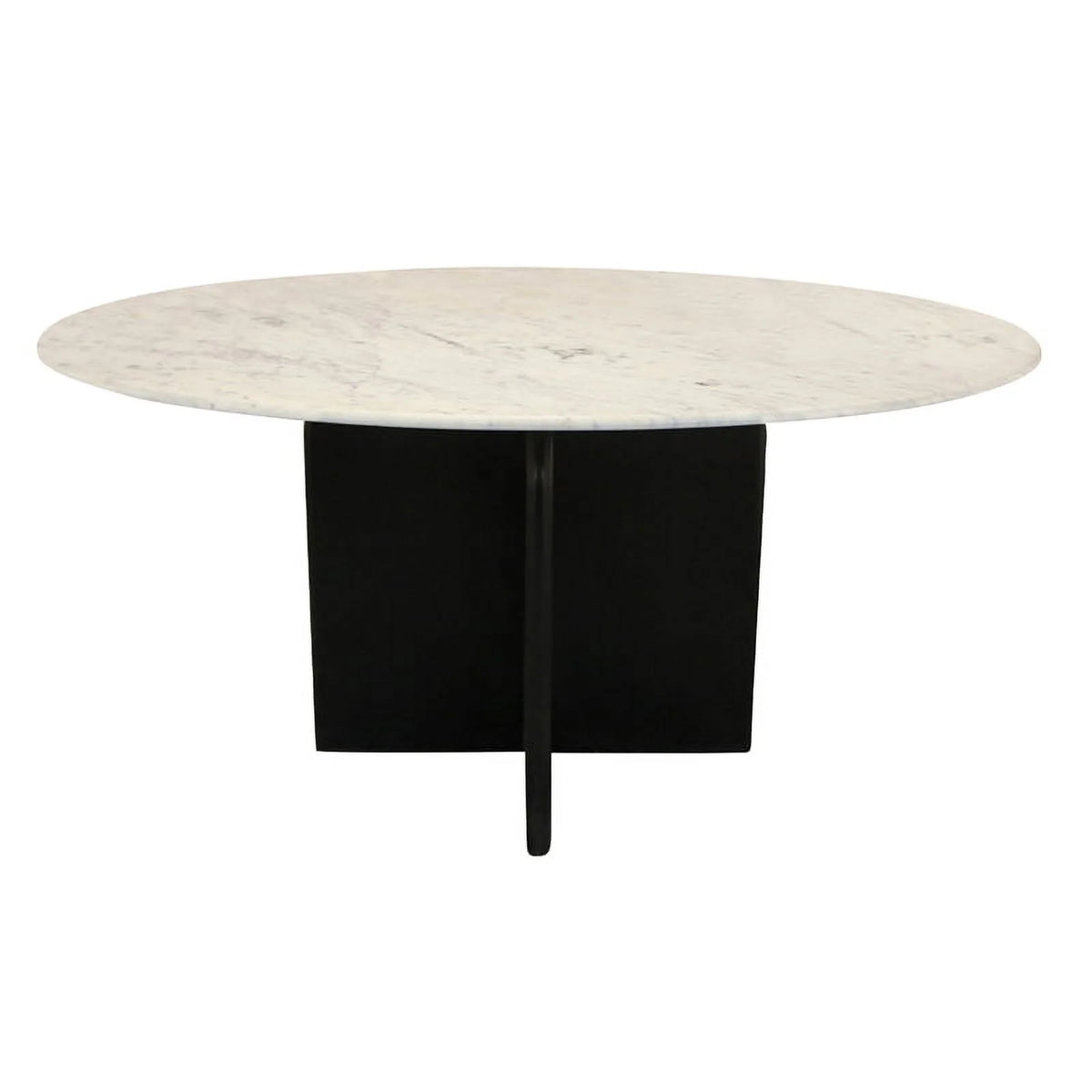 White 48" Marble Top Round Dining Table with Wooden Base Q7187