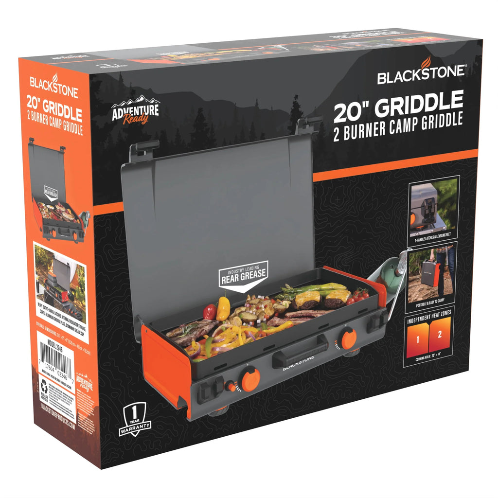 2-Burner Propane Camping Griddle with Hood and Handle Y43014