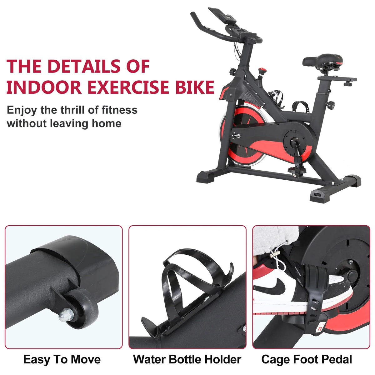 Recumbent Exercise Bike with Bottle Holder & LCD Heart Rate Monitor C95064