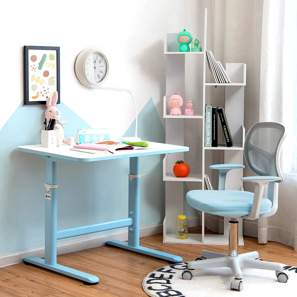 Blue Height Adjustable Swivel Mesh Kids Desk Chair T4963