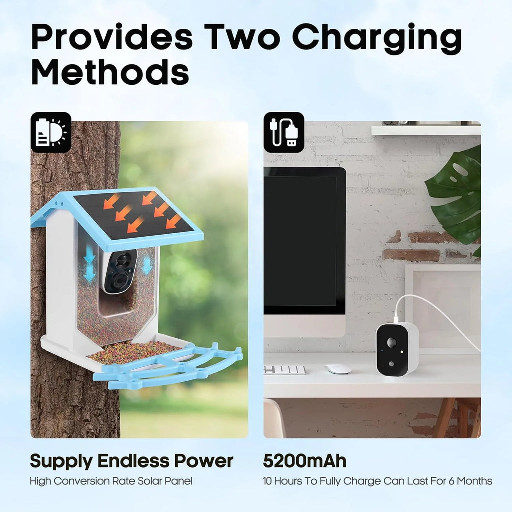 Smart Bird Feeder with Camera, Solar Powered, 64G TF Card F6665
