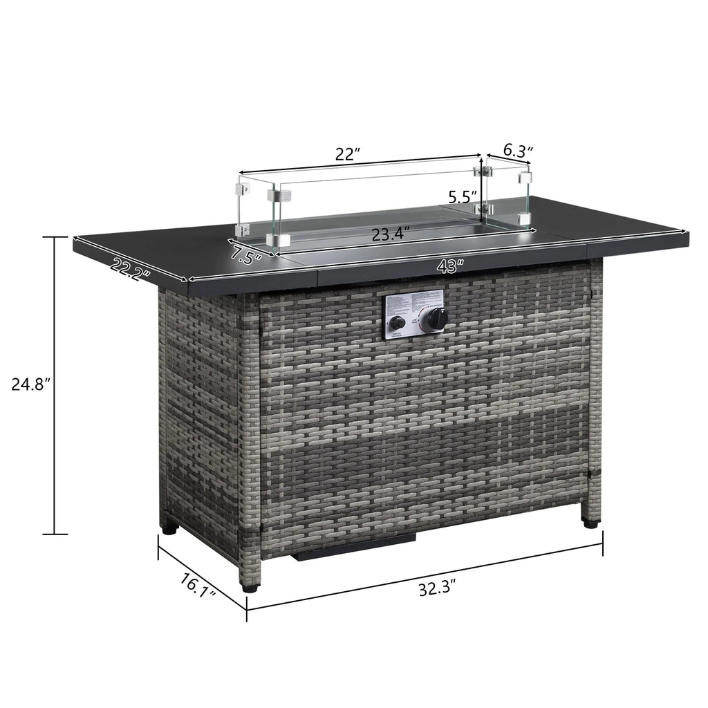 43.3 inch 50,000 BTU Propane Gas Fire Pit Table E580676