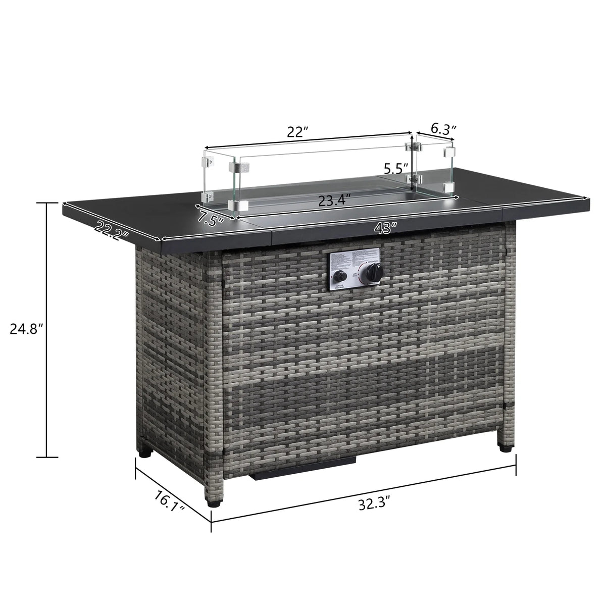 43.3 inch 50,000 BTU Propane Gas Fire Pit Table E580676