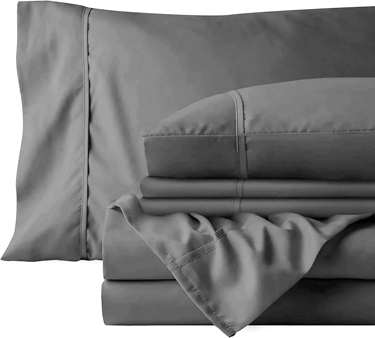 Gray 4 Pcs King Size Cotton Bed Sheets J6409