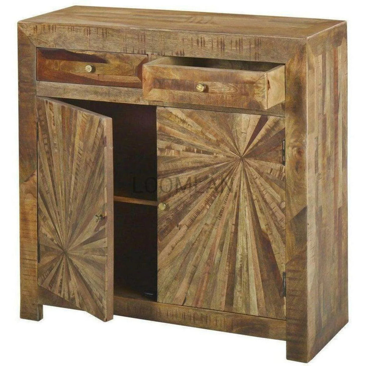 Reclaimed Wood Accent Cabinet with 2 Drawers and 2 Doors R75144