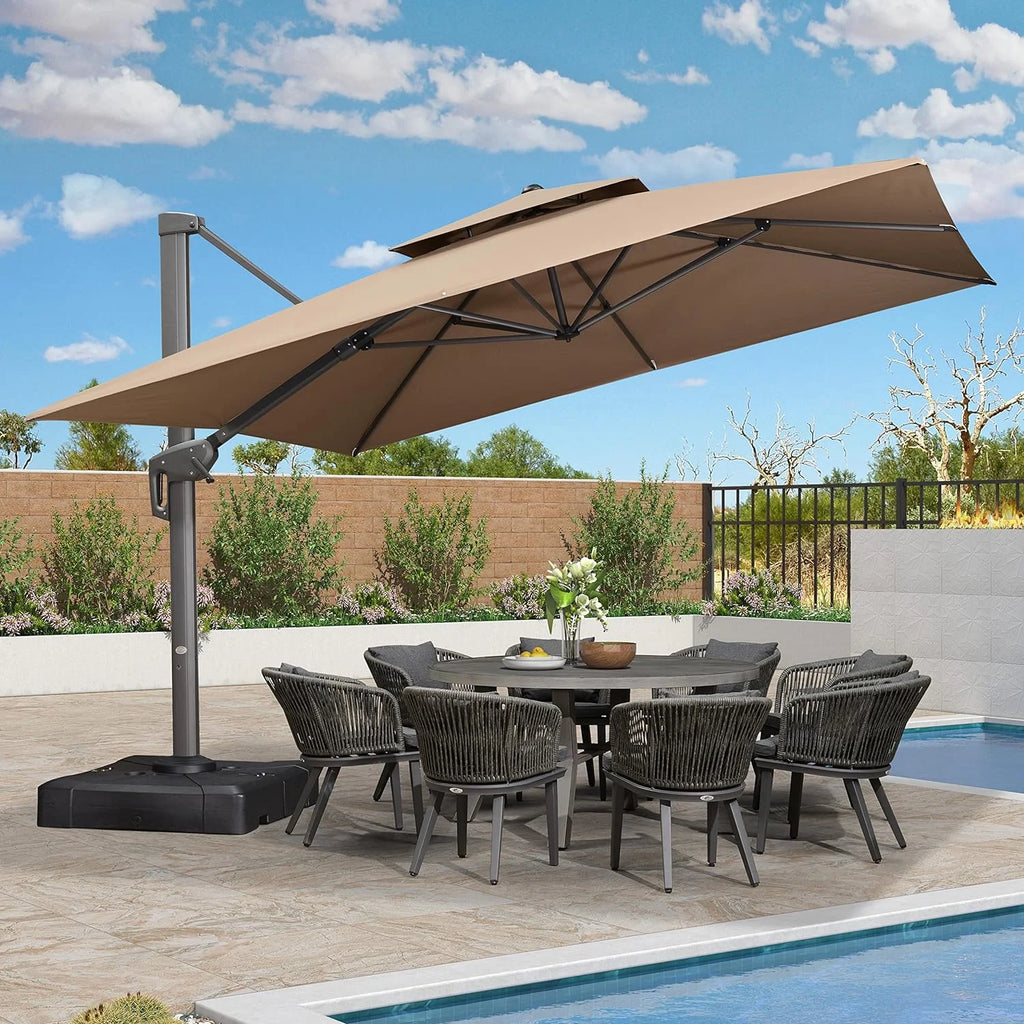 12FT Square Cantilever Patio Umbrella with 360° Rotation Tilting N781