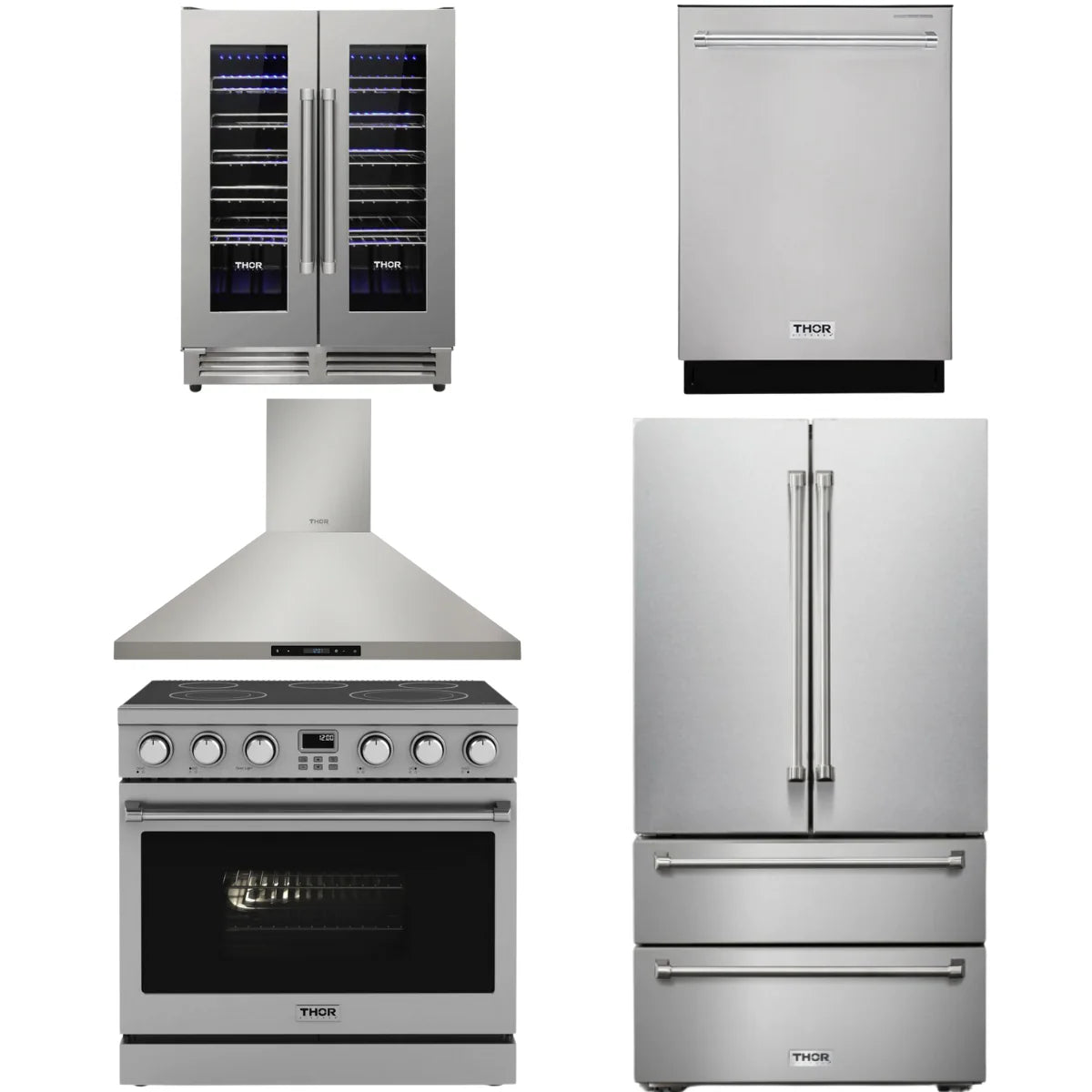 36 Electric Range, Range Hood, Refrigerator, Dishwasher and Wine Cooler D85612