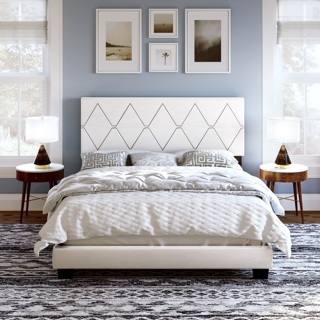 Queen Black Linen Platform Bed B882
