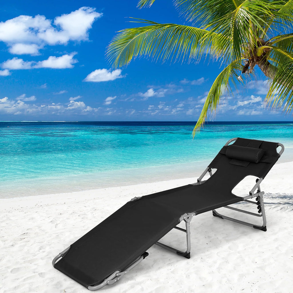 Pink Folding Chaise Lounge with Pillow F914348