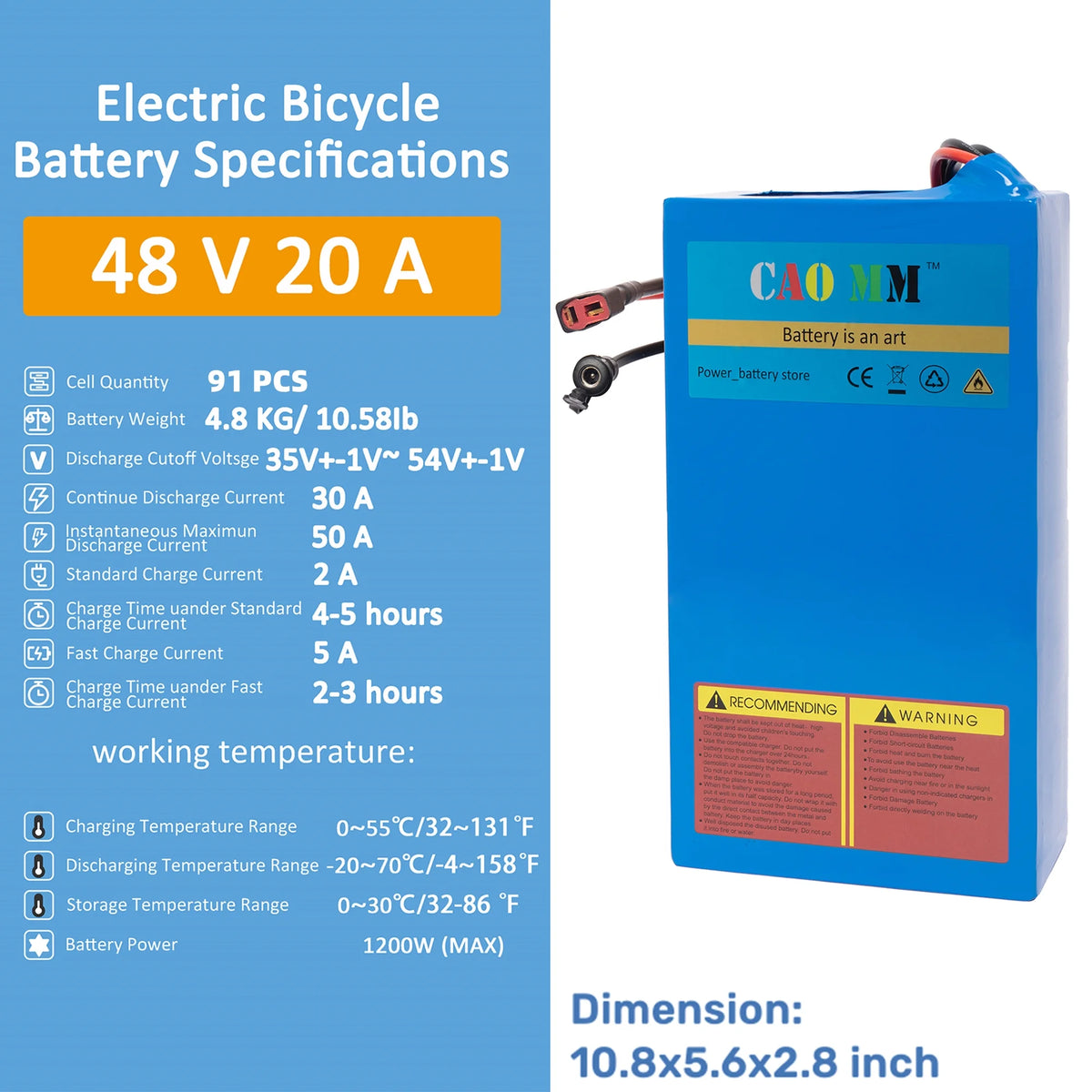 48V 8Ah Lithium Ebike Battery with Charger V818