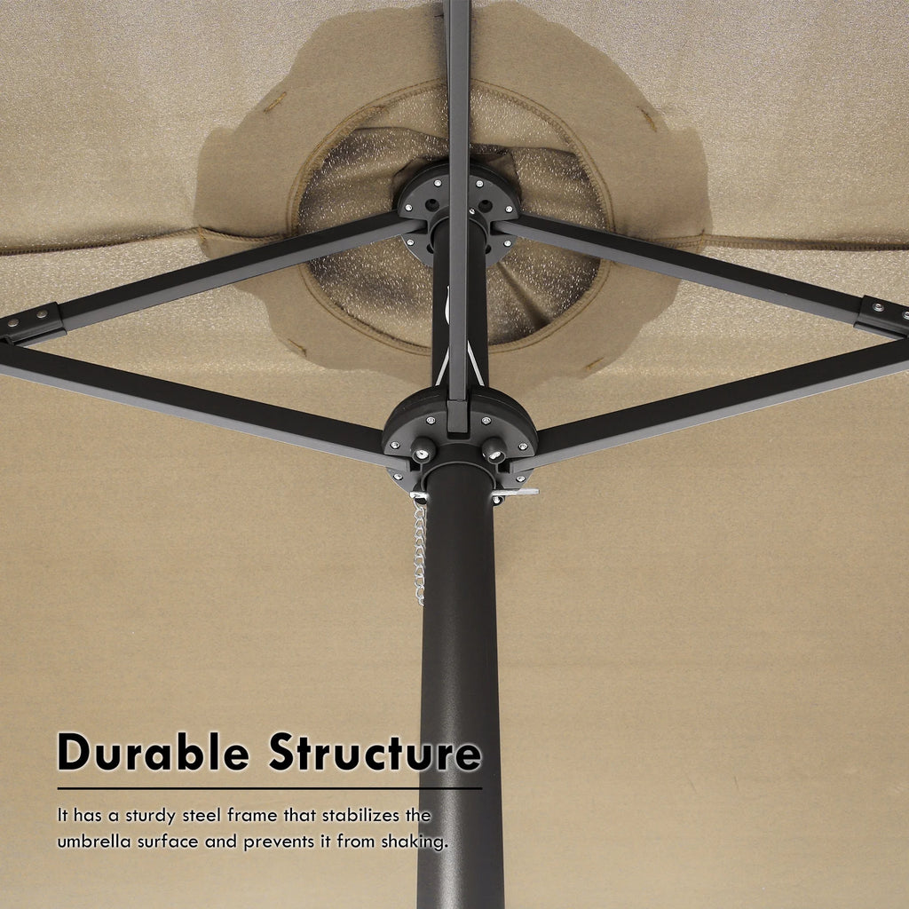 15 Foot Rectangular Double-Sided Patio Umbrella with Rolling Base M346590