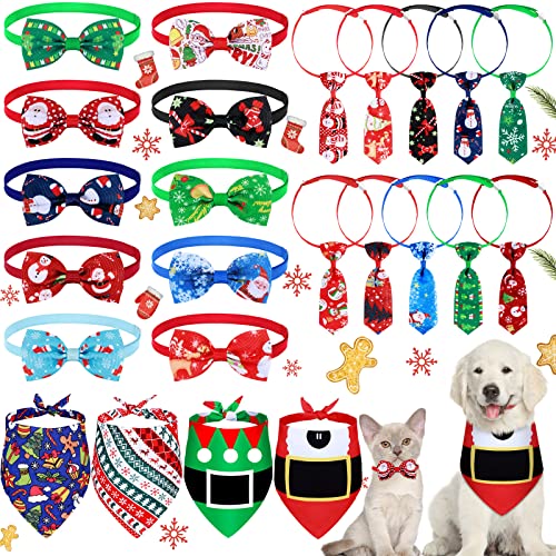 24 Pcs Christmas Dog Bow Ties Collar Set B39046