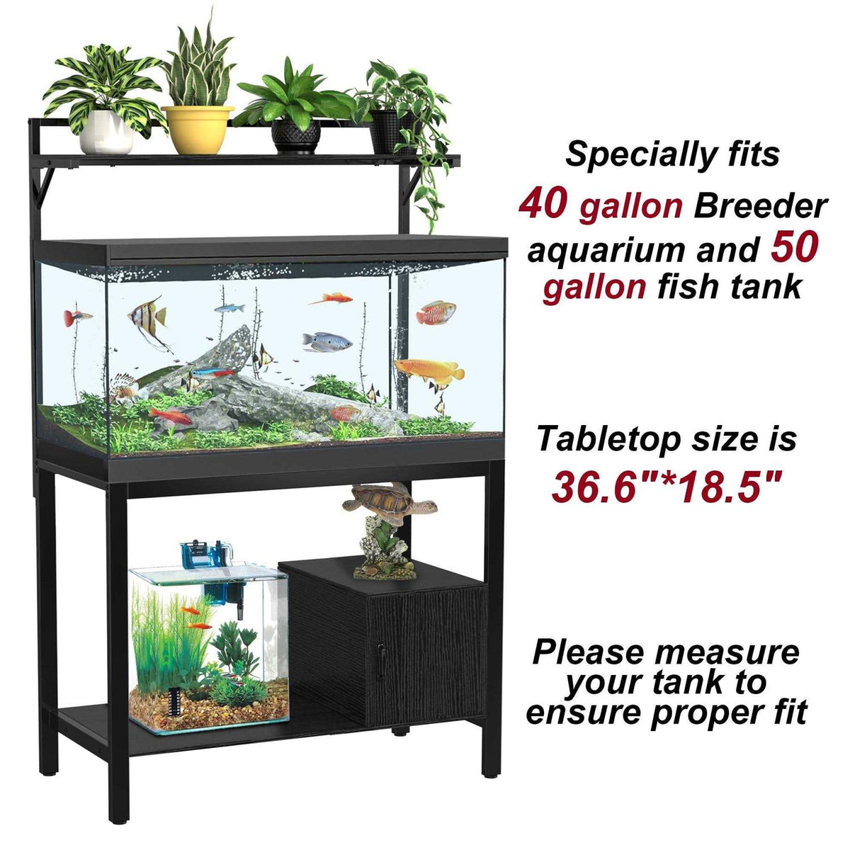 40-50 Gallon Fish Tank Stand with Plant Shelf T9797