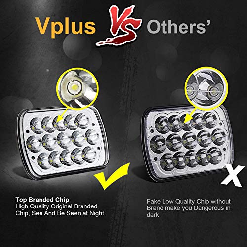 2PCS Rectangle 5x7 7x6 LED Headlights Hi/Low Sealed Beam H9608