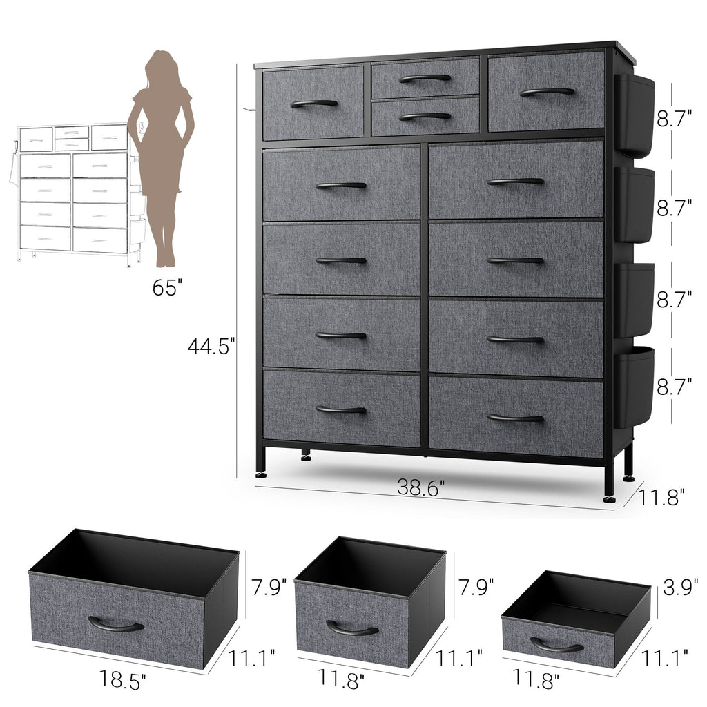 White 12 Drawer Fabric Dresser J31560