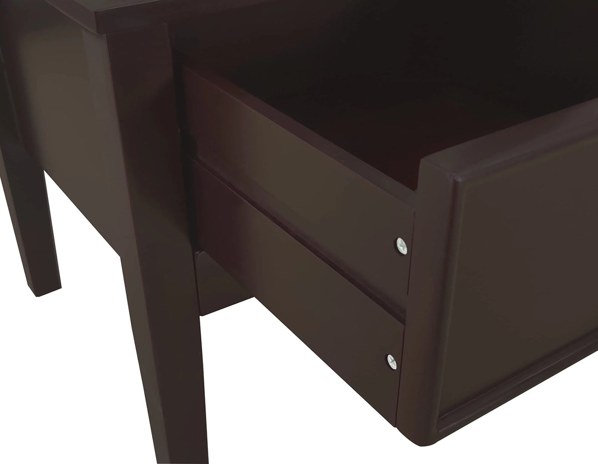 Wood Curio Display Storage Cabinet with 2 Glass Shelves & 2 Drawers D447