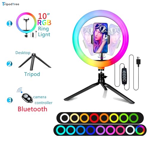 10" Selfie Ring Light with 4" Desktop Tripod Stand & Phone Holder A534