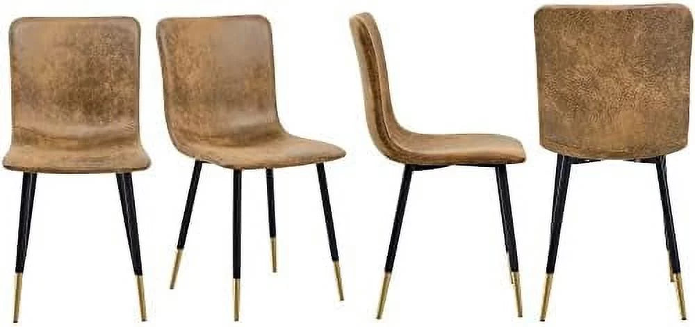Industrial Dining Chair Set of 4 with Black Gold Metal Legs K338083