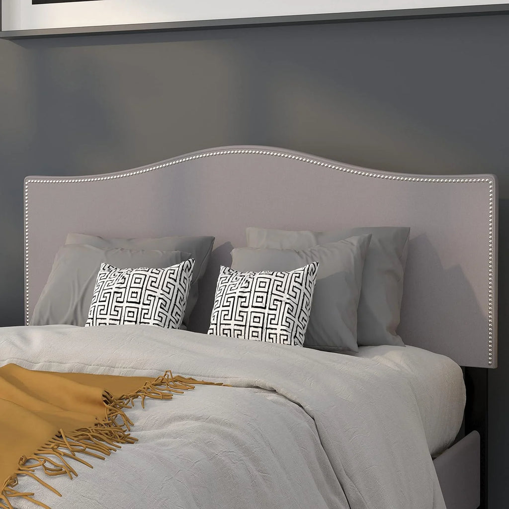 Upholstered Full Size Headboard Light Gray Fabric R6245