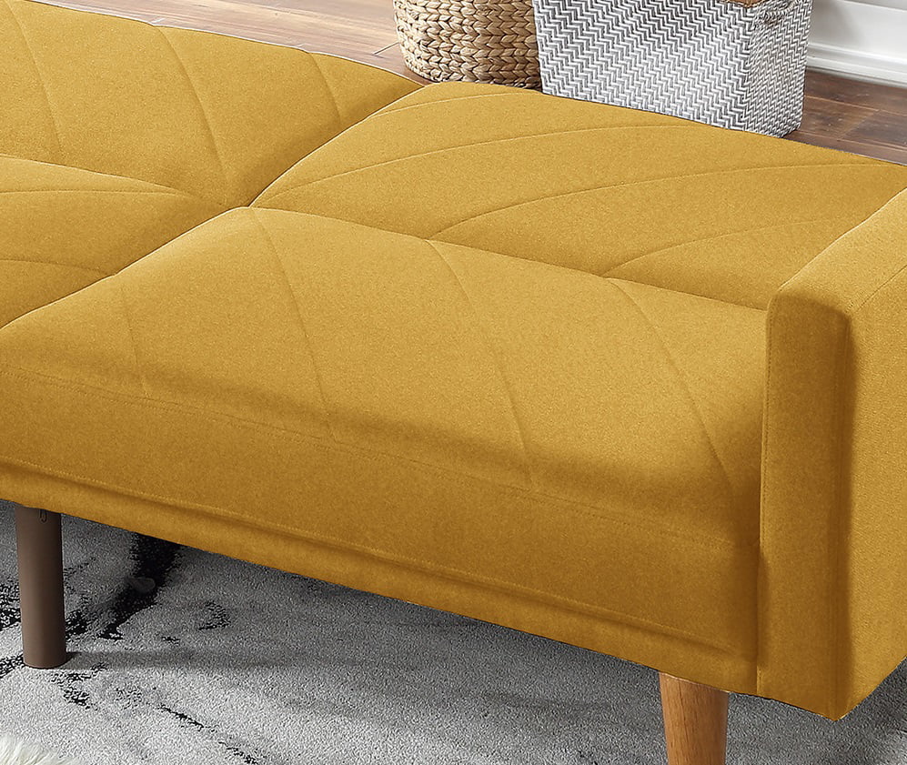 Mustard Linen Like Fabric Convertible Sofa Couch C445825