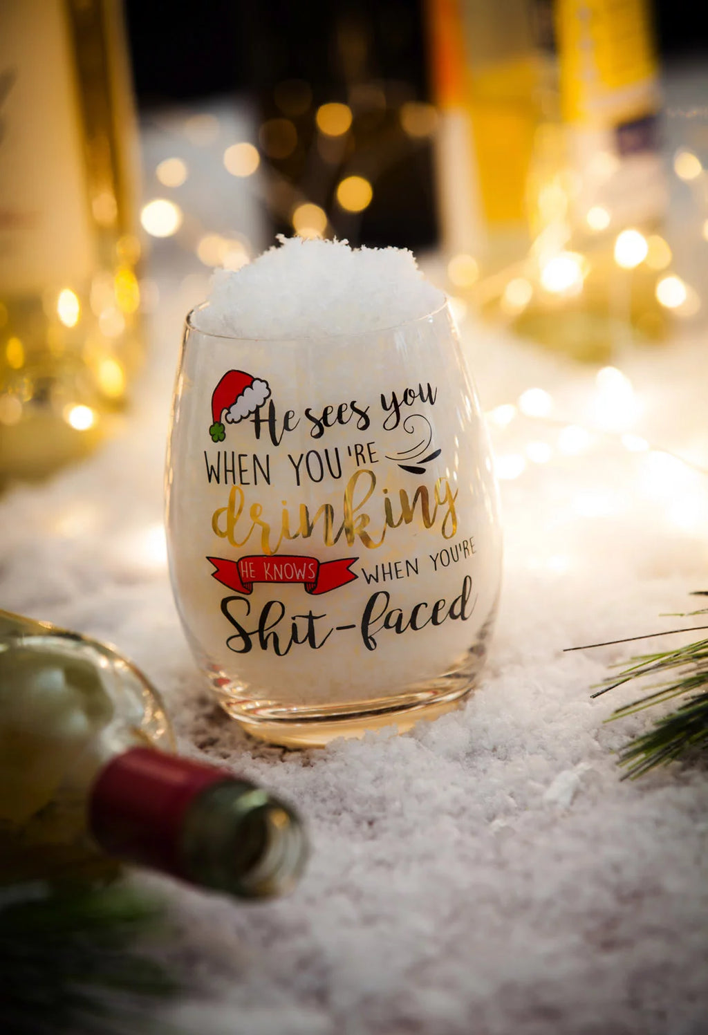 Stemless Wine Glass with Metallic Accents K35230
