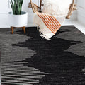 Black Bohemian Stripe Area Rug Z990