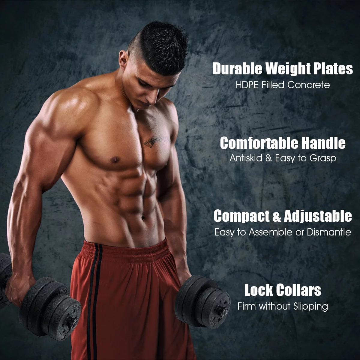 66 LB Dumbbell Weight Set with 16 Adjustable Plates A212647