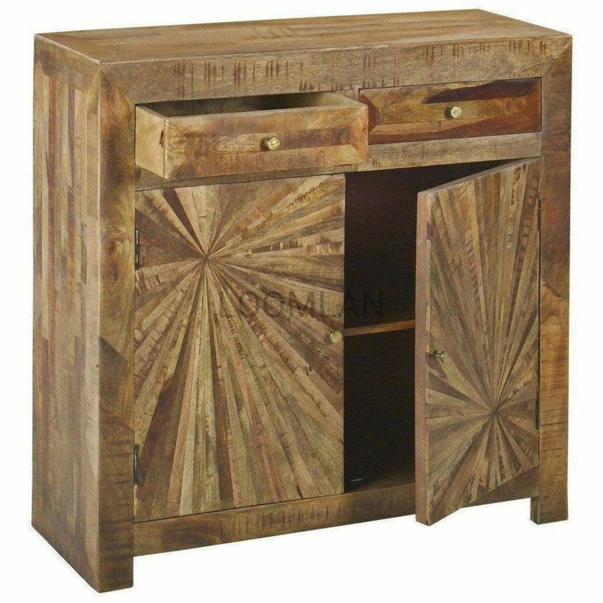 Reclaimed Wood Accent Cabinet with 2 Drawers and 2 Doors R75144