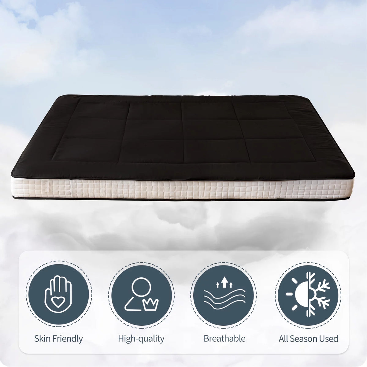 6" Extra Thick Foldable Floor Mattress, Black, Twin G24539