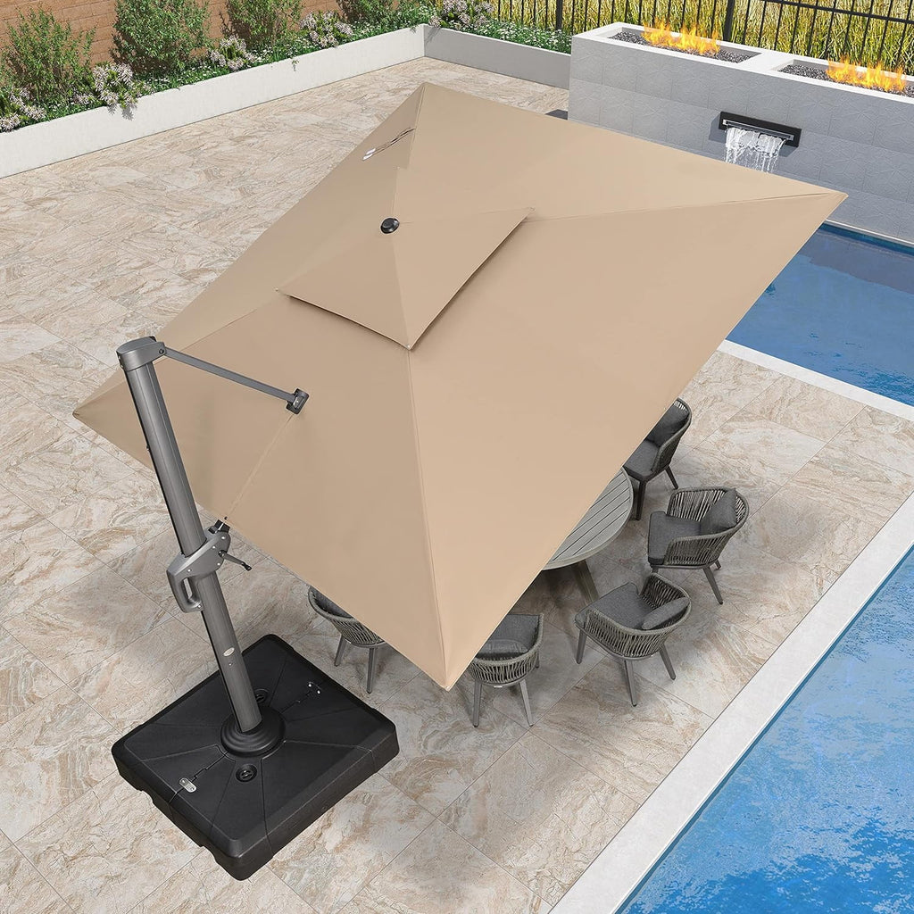 12FT Square Cantilever Patio Umbrella with 360° Rotation Tilting N781