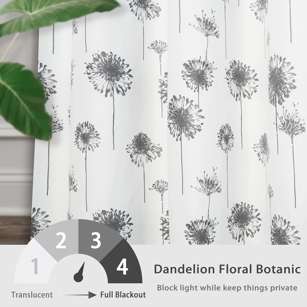 Floral Lined Thermal Insulated Window Curtain 52"x84" Gray F358