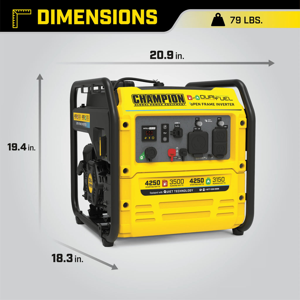 4250-Watt Dual Fuel Open Frame Inverter Generator L69910
