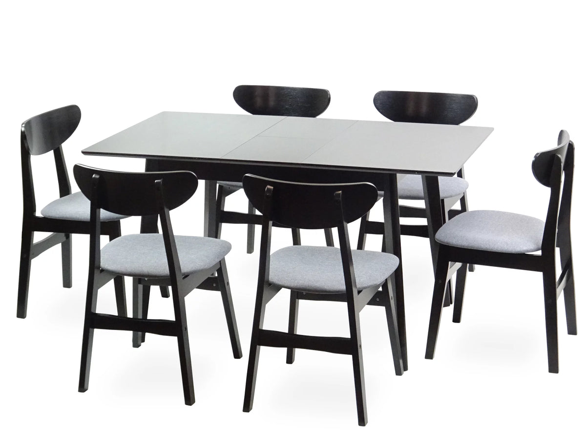 Set of 6 Padded Seat Chairs and Extendable Dining Table H852790