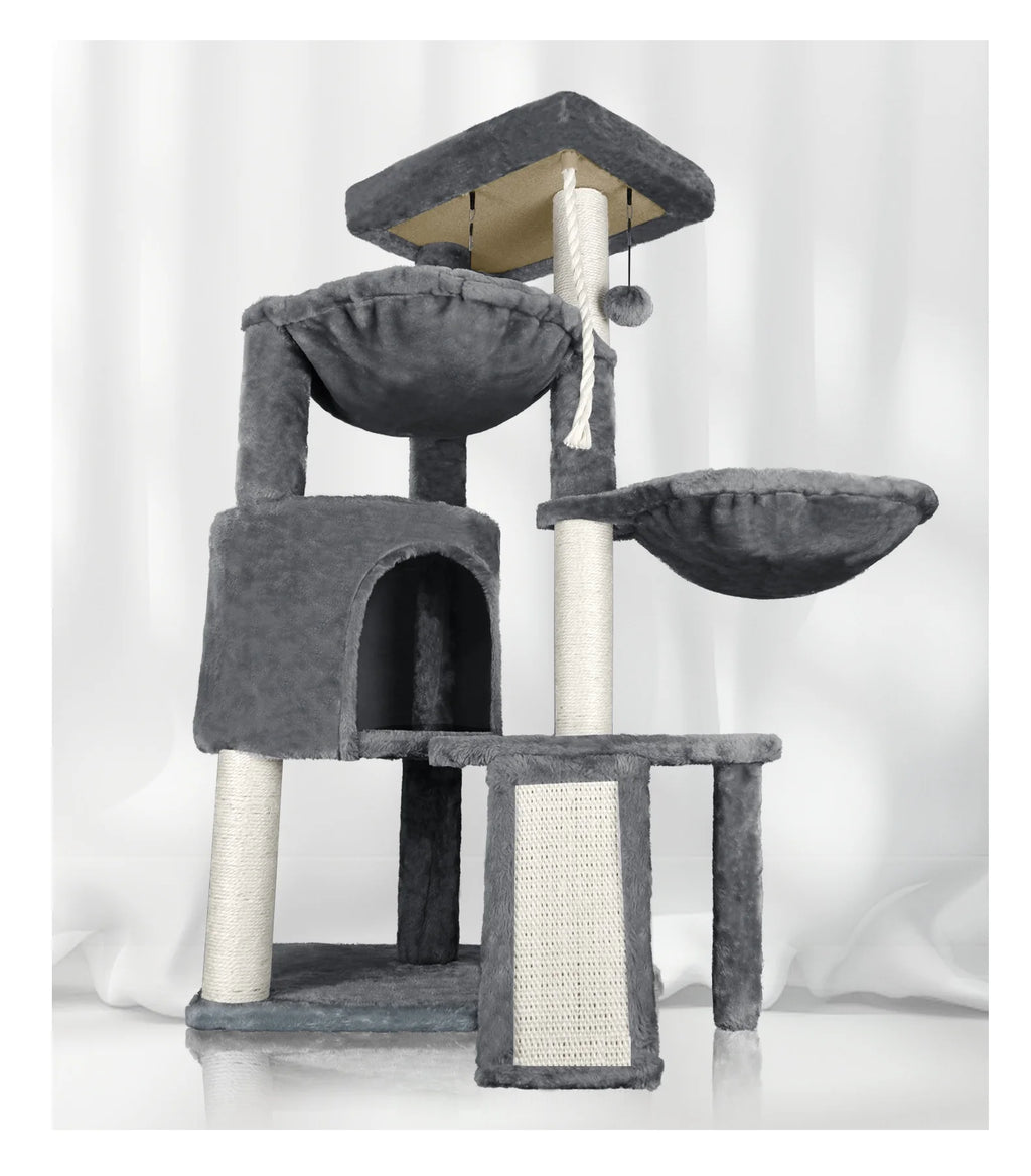 Grey Cat Tree with Scratching Posts and Hammocks O4883