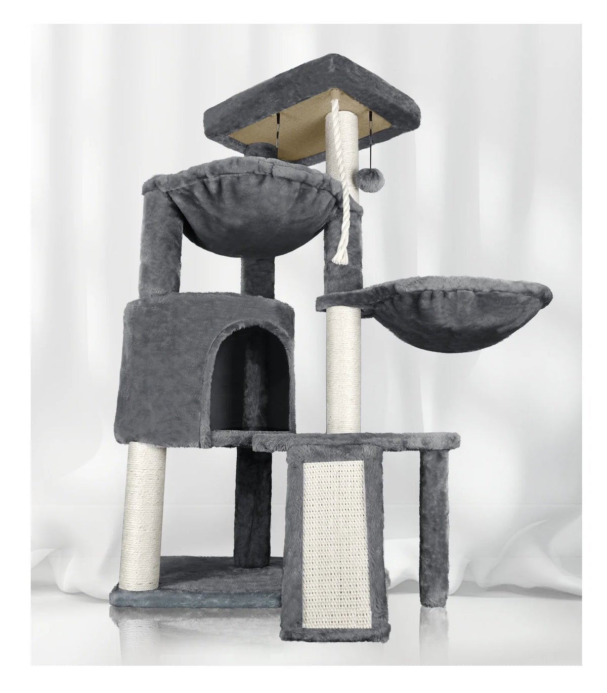 Grey Cat Tree with Scratching Posts and Hammocks O4883