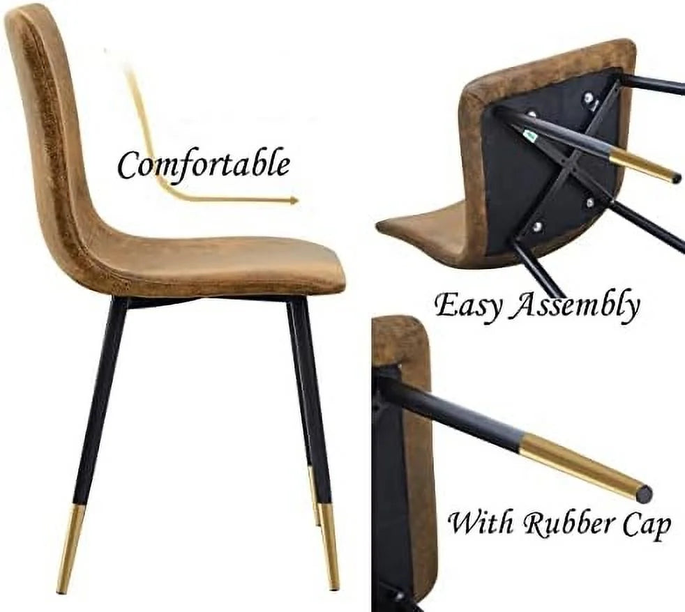 Industrial Dining Chair Set of 4 with Black Gold Metal Legs K338083