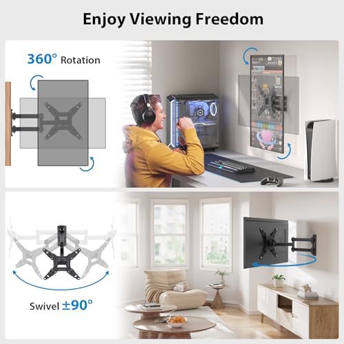 Full Motion TV Monitor Wall Mount Bracket Articulating Arms Swivel Tilt for 13-42 Inch LED LCD Flat Curved Screen TVs H9836