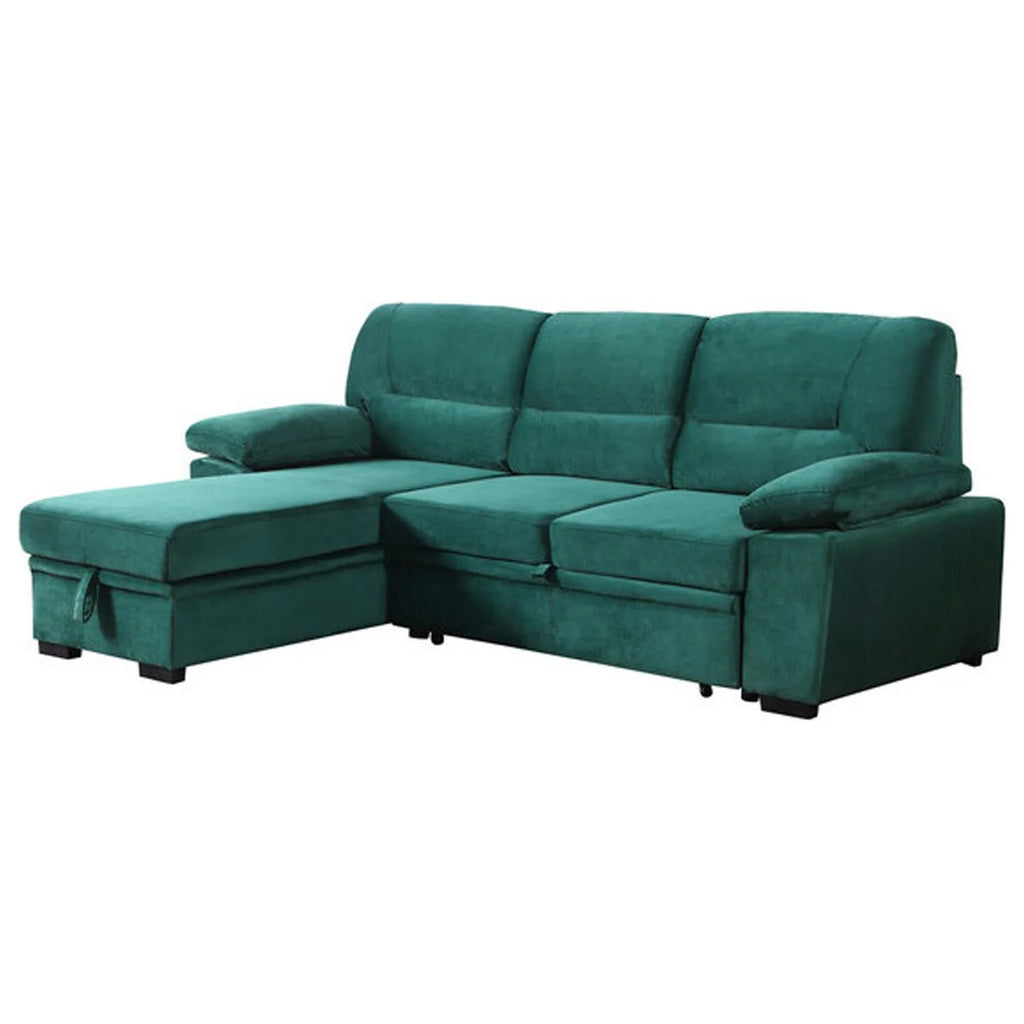 Green Reversible Sleeper Sectional Sofa U410756