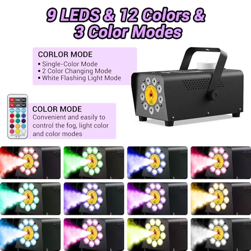 450W 2500CFM Portable Fog Machine with 9 LED Lights C580819