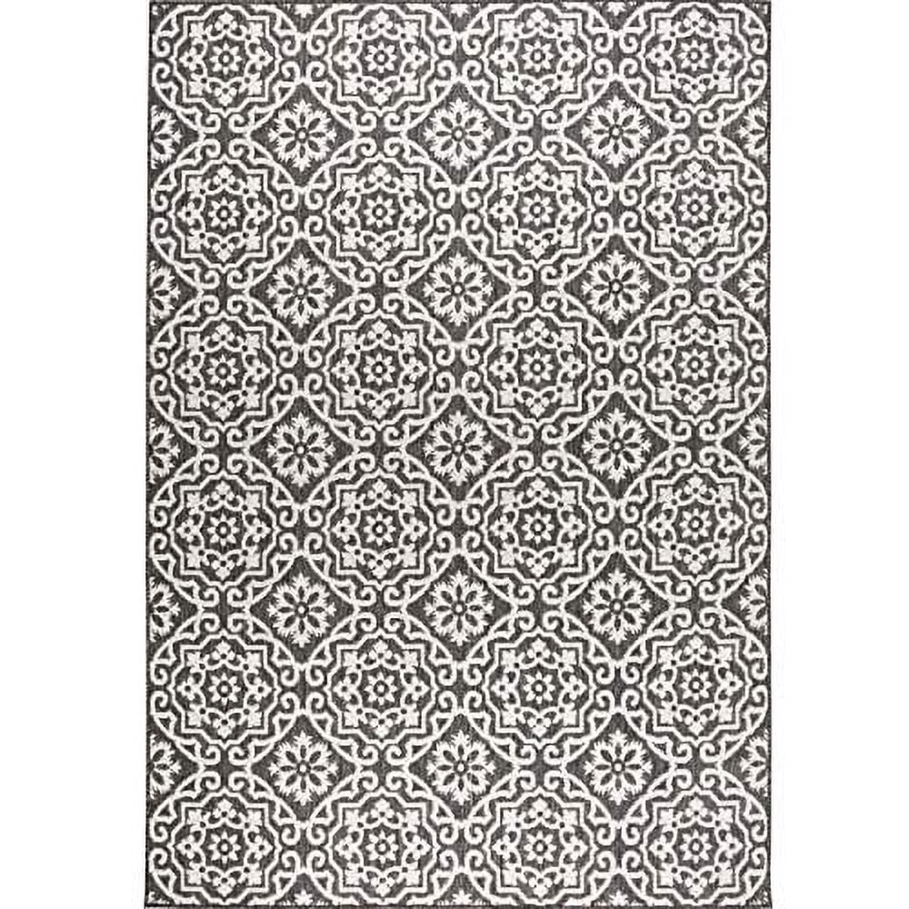 Black Grey Geometric Indoor/Outdoor Area Rug V303877