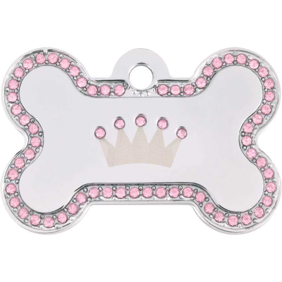 Dog Tag with Crown and Crystals Y6781
