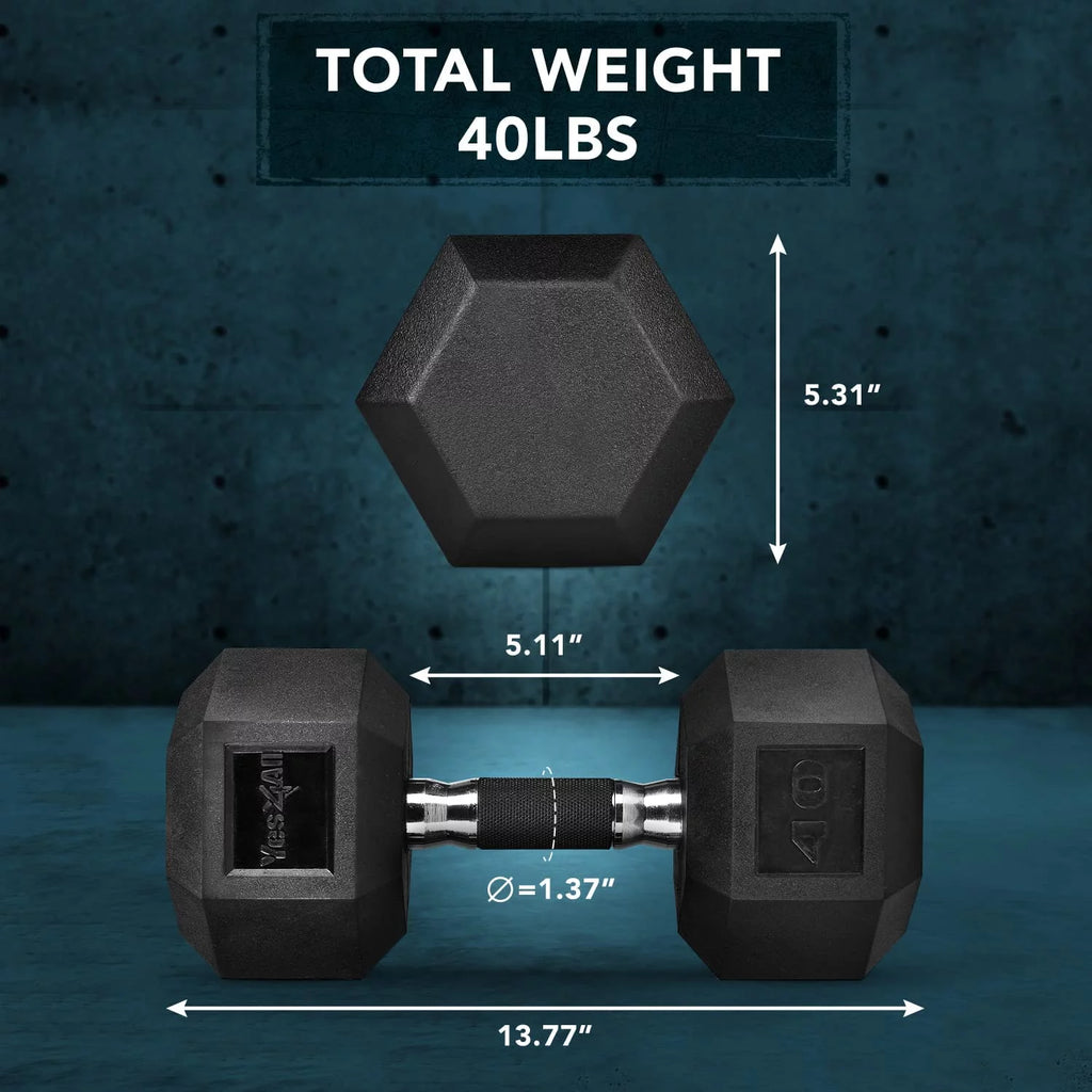 50 lbs Hex Rubber Grip Dumbbell A5641