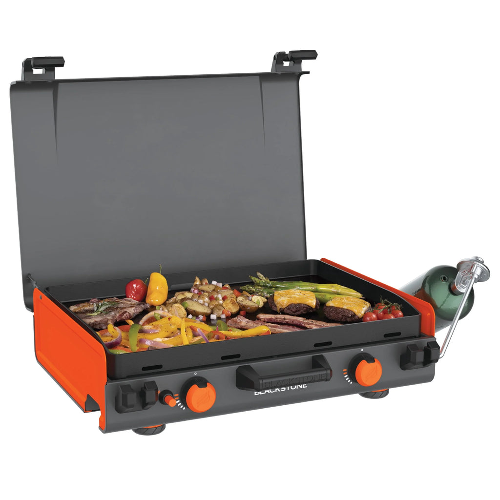 2-Burner Propane Camping Griddle with Hood and Handle Y43014