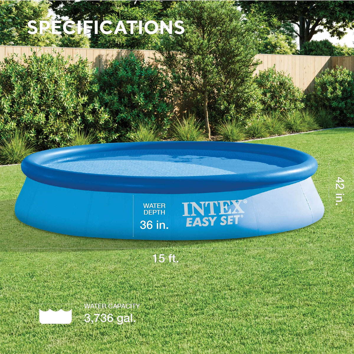 15ft x 42in Inflatable Above Ground Swimming Pool with Pump G884